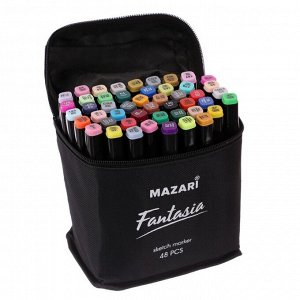 Набор двухсторонних маркеров для скетчинга Mazari Fantasia, 48 цветов, текстильный чехол