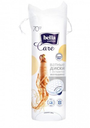 Ватные диски bella cotton care с экстрактом женьшеня/в упак70 шт