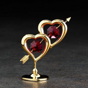 Сувенир «Два сердца со стрелой», 7x6x3 см, с кристаллами