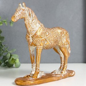 Сувенир полистоун "Лошадь" геометрические узоры золото 19х20,5х5,2 см