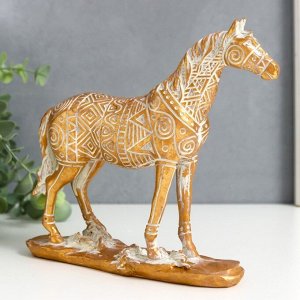 Сувенир полистоун "Лошадь" геометрические узоры золото 19х20,5х5,2 см