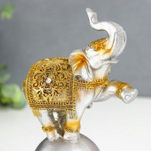 Сувенир полистоун "Слон на шаре в ажурной попоне" 19х8,5х5,5 см