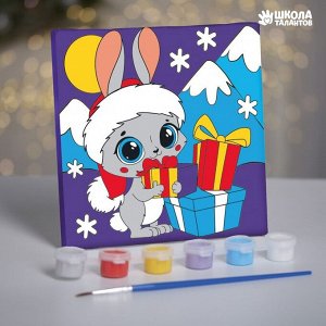 Картина по номерам «Кролик с подарком» 15х15 см