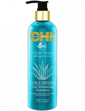 CHI Шампунь профессиональный для вьющихся волос содержит питательный комплекс из Нектара Агавы и Алоэ Вера, для восстановления эластичности, блеска и упругости, Чи  ALOE VERA