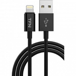 Кабель TFN, Lightning - USB, 2.4 А, 1 м, TPE, черный
