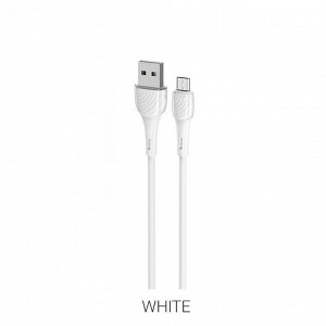 Кабель Hoco X49, microUSB - USB, 2.4 А, 1 м, PVC оплетка, клипса, белый