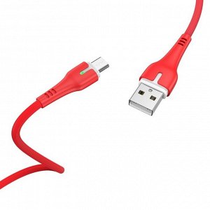 Кабель Hoco X45, microUSB - USB, 2.4 А, 1 м, PVC оплетка, индикатор, красный