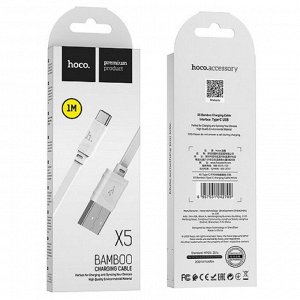 Кабель Hoco X5, USB - Type-C, 2.4 А, 1 м, плоский, белый