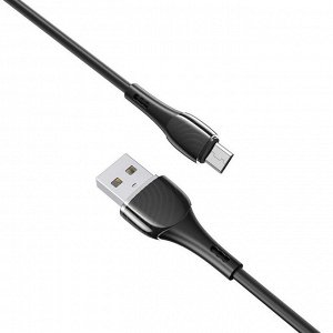 Кабель Hoco X49, microUSB - USB, 2.4 А, 1 м, PVC оплетка, клипса, черный