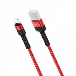 Кабель Borofone BX34 Advantage, USB - Lightning, 2.4А, 1 м, нейлон, красный