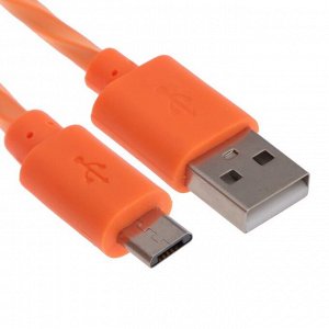 Кабель iK-12SPS, microUSB - USB, 2 А, 1 м, силикон, передача данных/зарядка, оранжевый