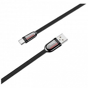 Кабель Hoco U74, USB - Type-C, 3A, 1.2 м, плоский, нейлон, чёрный