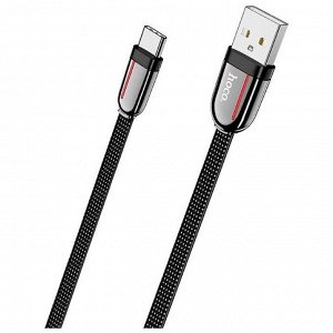 Кабель Hoco U74, USB - Type-C, 3A, 1.2 м, плоский, нейлон, чёрный