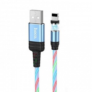Кабель Hoco U90, Lightning - USB, магнитный разъем, только зарядка, 2 А, 1 м, синий