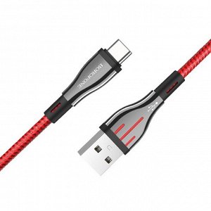Кабель Borofone BU23, USB - Type-C, 3 А, 1.2 м, черно-красный