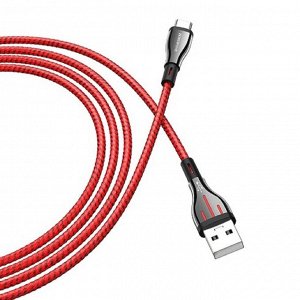 Кабель Borofone BU23, USB - Type-C, 3 А, 1.2 м, черно-красный