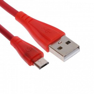 Кабель Smartbuy iK-12RG, microUSB - USB, 2 А, 1 м, резиновая оплетка, красный