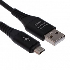 Кабель Smartbuy iK-12ERG, microUSB - USB, 2 А, 1 м, резиновая оплетка, металл, черный