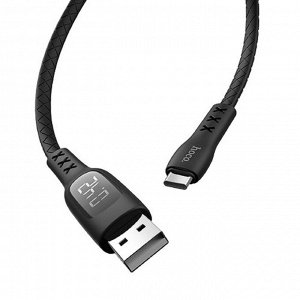 Кабель Hoco S6, USB - Type-C, 3 А, 1.2 м, дисплей с таймером, черный