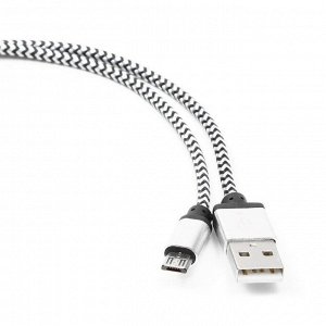 Кабель Cablexpert CC-mUSB2sr1m, microUSB - USB, 1 м, зарядка + передача данных, серебристый