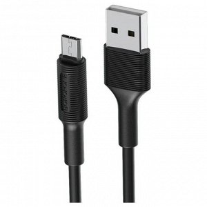 Кабель Borofone BX1, microUSB - USB, 2.4 А, 1 м, PVC оплётка, чёрный