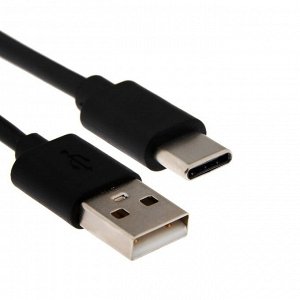 Кабель Windigo, Type-C - USB, 2 А, зарядка + передача данных, TPE оплетка, 1 м, черный