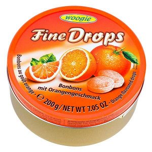 Карамель WOOGIE Fine Drops Апельсин ж/б 200 г