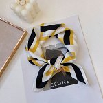 Женский шелковый платок, принт &quot;геометрические фигуры&quot;, цвет желтый/белый/черный