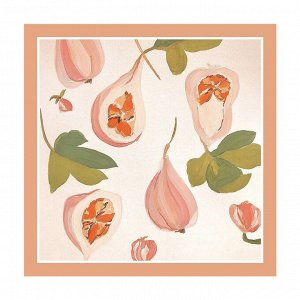 Женский шелковый платок, принт "розовый фрукт", цвет розовый/зеленый