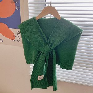 Женский вязаный шарф-накидка с тканевой этикеткой, цвет зеленый