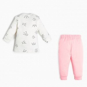 Комплект: джемпер и брюки Крошка Я "Princess", рост, цвет бежевый/розовый