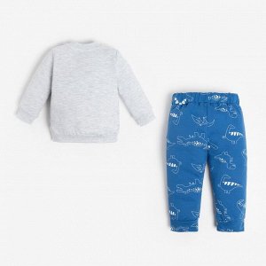 Комплект: джемпер и брюки Крошка Я "Dino", рост, цвет серый/синий