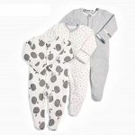 Слипы для детей, комплект из 3 штук, длинные штанины с носком и длинный рукав, цвета и принты в ассортименте