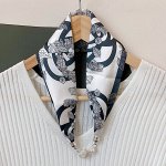 Женский шелковый шарф-колье с магнитной застежкой, комбинированный принт &quot;листья&quot;, цвет белый/черный
