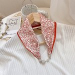 Женский шелковый шарф-колье с магнитной застежкой, принт &quot;геометрические линии&quot;, цвет белый/красный