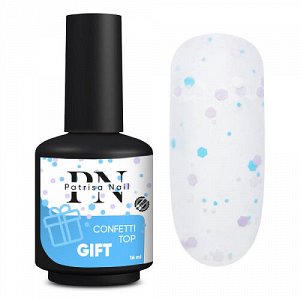 Patrisa Nail Confetti Top Gift -топ матовый  с цветными шестигранниками