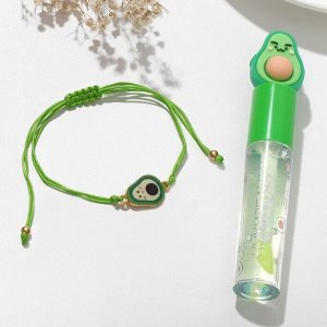 Набор 2 предмета: браслет, блеск для губ "Авокадо", цвет зелёный