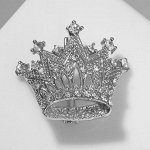 Брошь &quot;Корона&quot; изыск, цвет белый в серебре