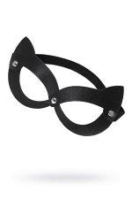 Маска Pecado BDSM, с ушками кошки открытая, натуральная кожа, чёрная