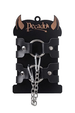 Наручники-браслеты Pecado BDSM, из двух ремешков, натуральная кожа, чёрные