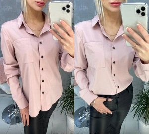 Рубашка Женская 4004 "Карман-Пуговицы " Розовая
