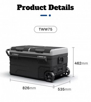 Холодильник компрессорный автомобильный двухкамерный Alpicool TWW 75 литров 2-х камерный