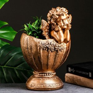 Фигурное кашпо "Ангел в вазе" бронза 1,2 л / 20х36х20см