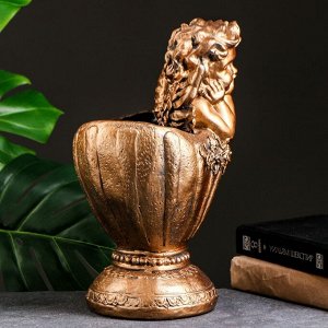 Фигурное кашпо "Ангел в вазе" бронза 1,2 л / 20х36х20см