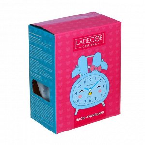 LADECOR Будильник с ушами, пластик, металл, 9,5x5x12,5 см, 2 цвета