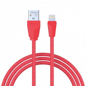 FORZA Кабель для зарядки Комфорт iP, 1м, 1А, PVC, прорезиненный, 5 цветов, пакет