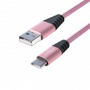 FORZA Кабель для зарядки Перламутр Type-C, 1м, 2А, кожаная оплётка, 3 цвета, пакет
