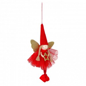 СНОУ БУМ Сувенир новогодний подвеска в виде девочки, 12x5x20 см, цвет красный, 2 дизайна
