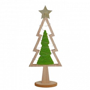 СНОУ БУМ Сувенир в виде елки с LED подсветкой, 17,5x41 см, дерево, полиэстер, цвет салатовый