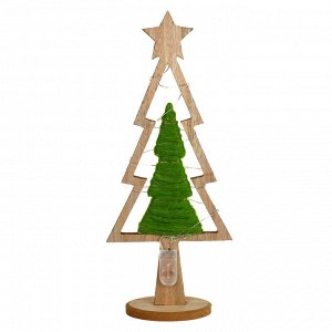 СНОУ БУМ Сувенир в виде елки с LED подсветкой, 17,5x41 см, дерево, полиэстер, цвет салатовый